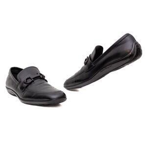 Salvatore Ferragamo Men's Black Leather Gancio Bit Loafers – US Size 11 D